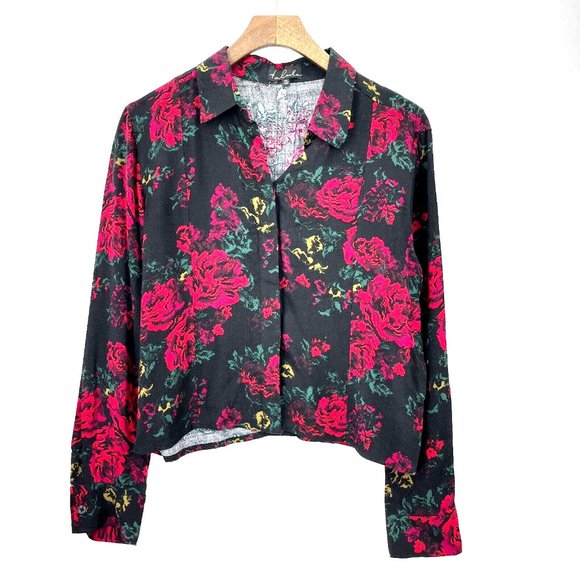 TALULA Floral Long Sleeve Black Shirt Size XS - Picture 1 of 3